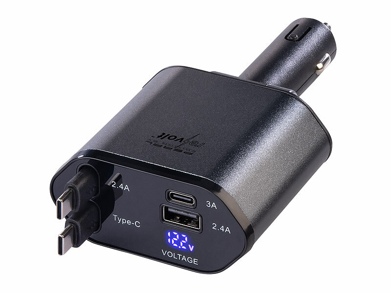 🔋 Cargador para Auto Multifuncional con Cables Retráctiles🔌