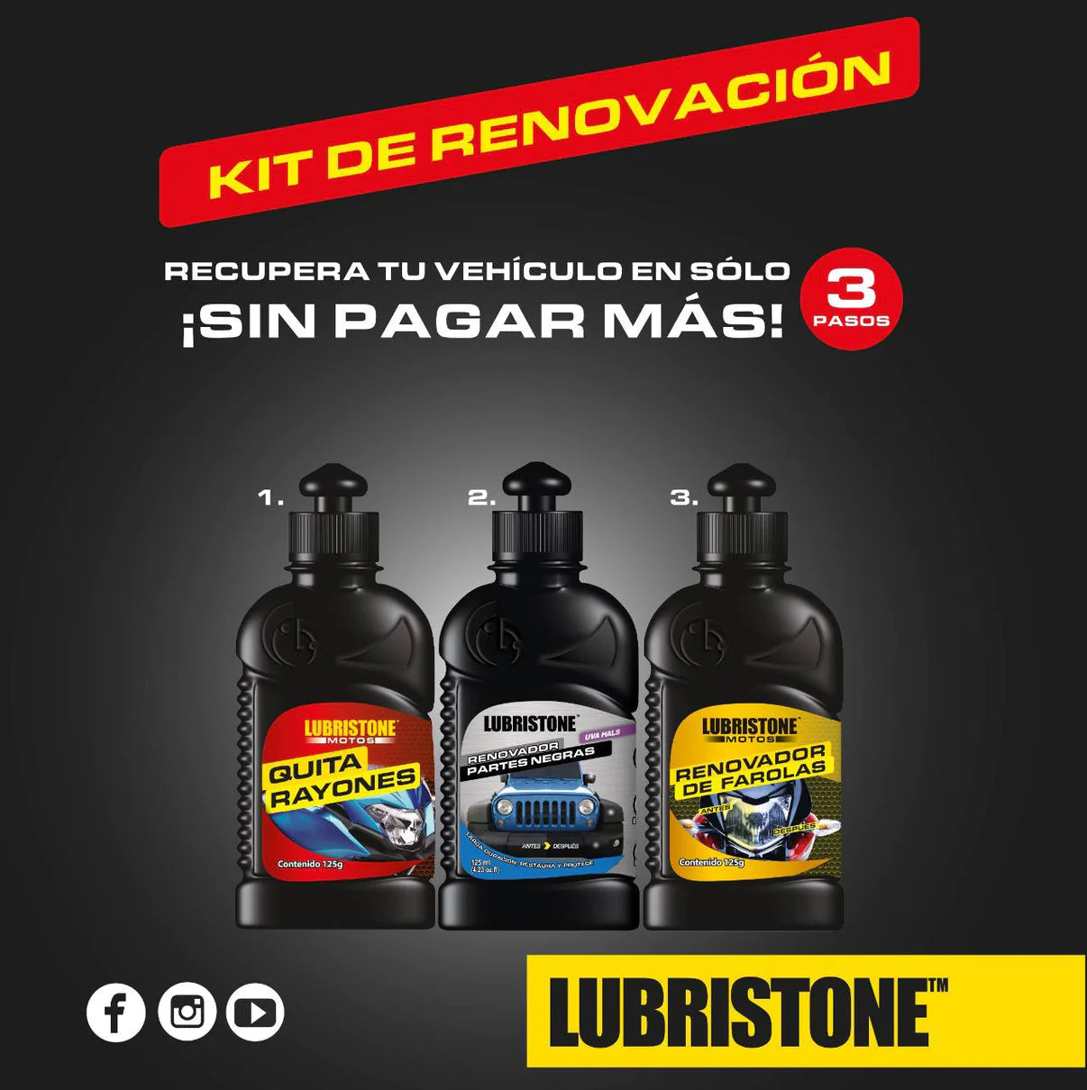 Kit de Renovación vehicular Lubristone+SHAMPOO GRATIS