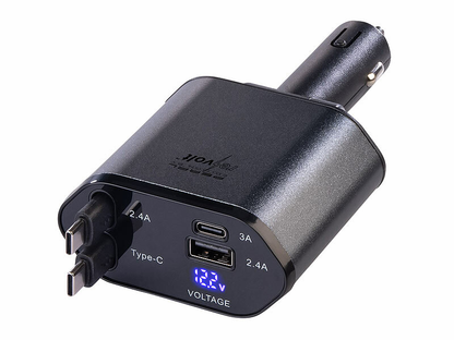 🔋 Cargador para Auto Multifuncional con Cables Retráctiles🔌